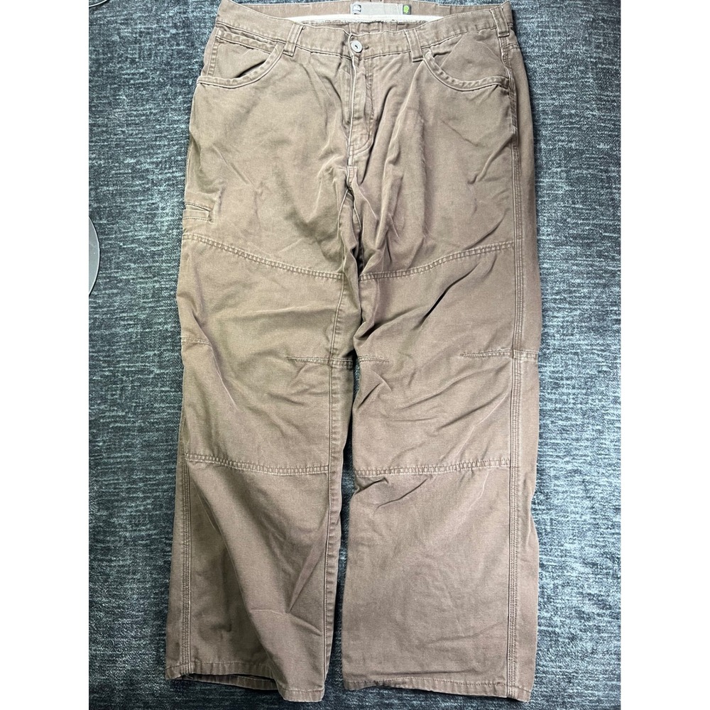 REI Utility Pants Men 36x32 Brown Reinforced Knee Organic Cotton Canvas Workwear